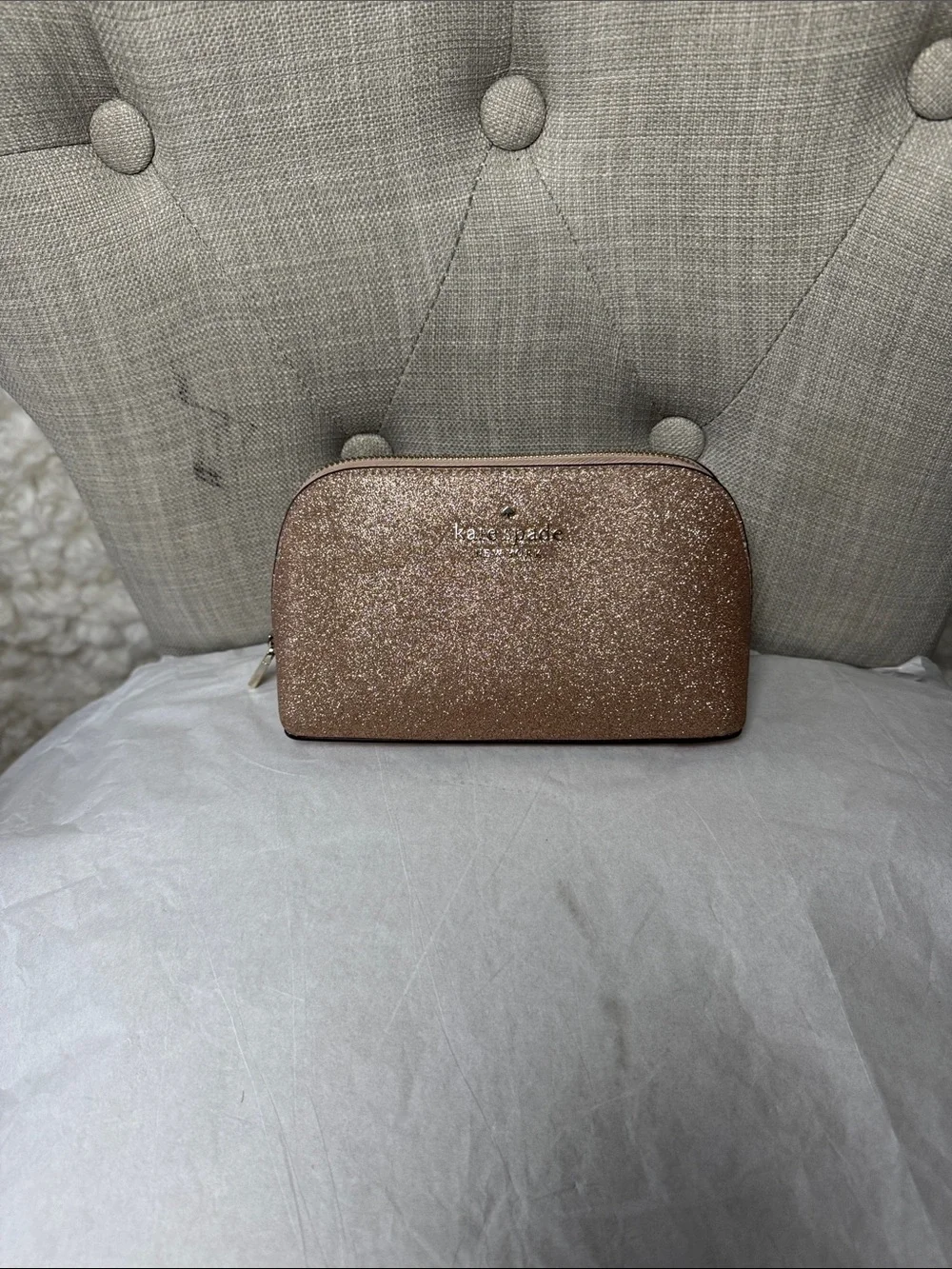 kate spade Rose Gold Glitter Satchel with Matching Wristlet